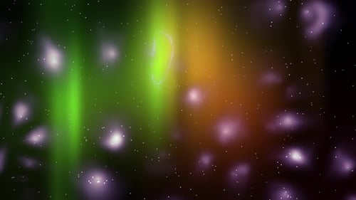 Aurora green and yellow in background of star galaxy