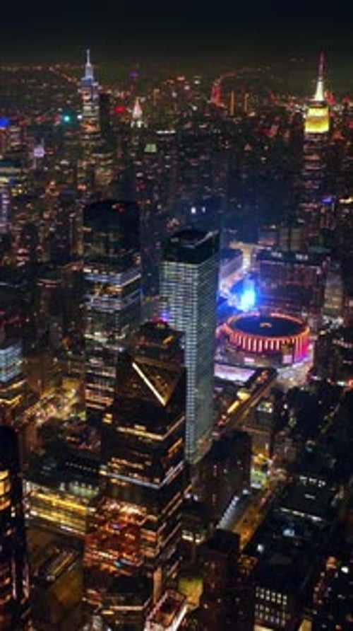Scenic view of outstanding New York sparkling with lights at night time.