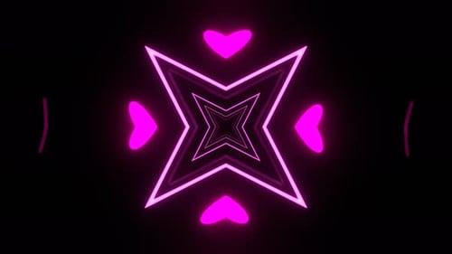 Blue And Pink Flashing Neon Pointed Geometric Shapes Background Vj Loop In 4K