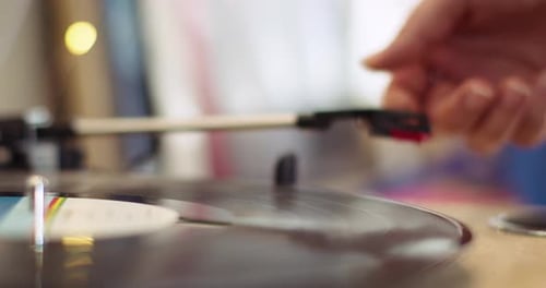 Close Up of a Vinyl Record Player in Use