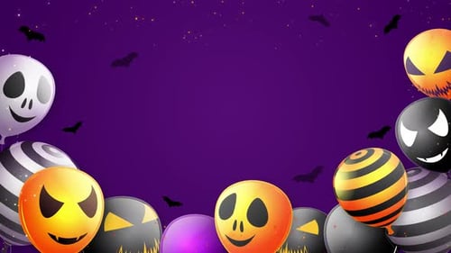 Animated Halloween Balloons and Flying Bats Background