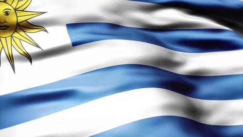 Realistic Waving Flag of Uruguay