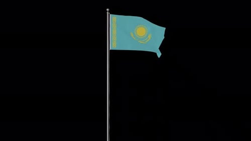 Waving Flag of Kazakhstan on Alpha Channel