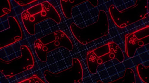 Futuristic Neon Gaming Controllers Loop Background