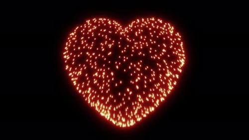 Neon Glowing Heart Animation with Dynamic Sparkling Particles