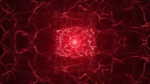 Abstract Red Particle Field Energy Loop Background