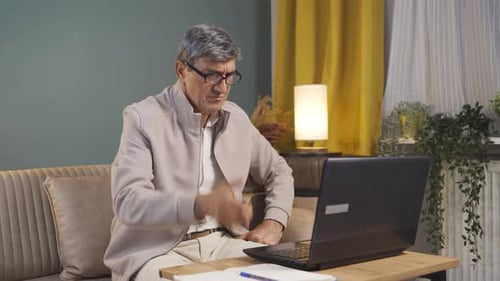 The old man who got angry at what he saw on the laptop.