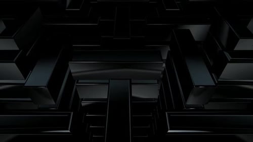 Glossy Black Geometric Blocks Abstract Motion Background
