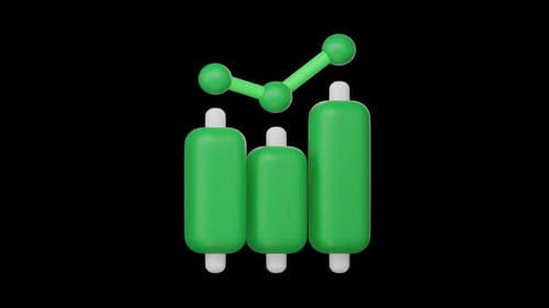 Graphique boursier, icône financière 3D, concept commercial et financier