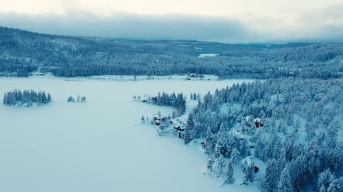 Aerial View of Snowy Winter Landscape