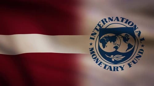 International Monetary Fund Logo with Waving Flag Animation