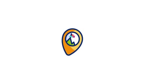 Animated Flat Design Location Pin Icon with Mountain and Flag