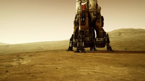 Mars Rover Prepares for Exploration on the Martian Surface During Twilight