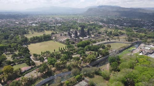 Luftaufnahme des Prambanan-Tempels, Indonesien.