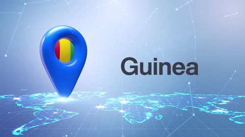 Animated 3D Location Pin with Flag and Global Tech Map