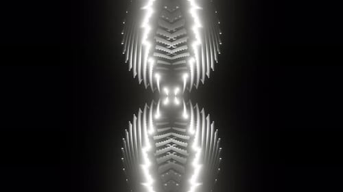 White Mayan fractal or kaleidoscope appears and disappears with bright lights VJ loop 3d render