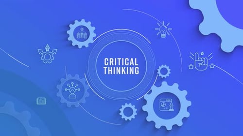 Critical Thinking Concept Animation with Gears and Line Icons