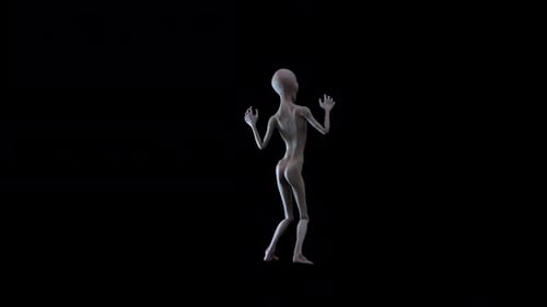 Animated Creepy Grey Alien Creature Walking Cycle