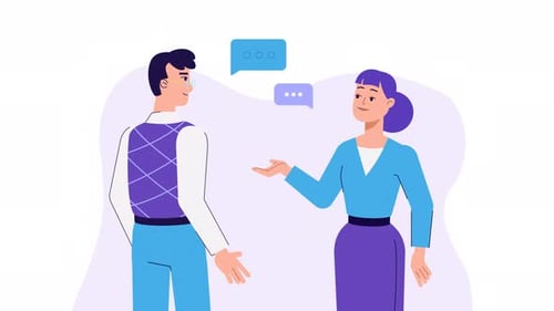 Female character talking to man. Lip syncing Facial Animation for narration. people communicate