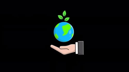 Animated Hand With Globe. Green Planet Concept Video - Transparent