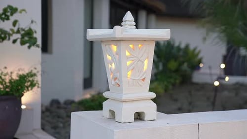 Decorative Lantern in the Courtyard of a Villa in the Maldives