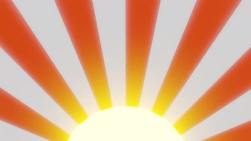 Shining Yellow Neon Glowing Sun and Cartoon Orange Gradient Rays