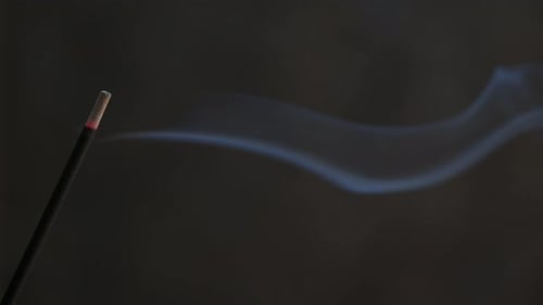 Burning Incense Stick Macro Closeup