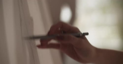 Hand Drawing with Mechanical Pencil on Pad