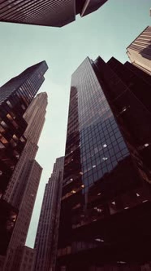 Looking Up at Skyscrapers in New York City