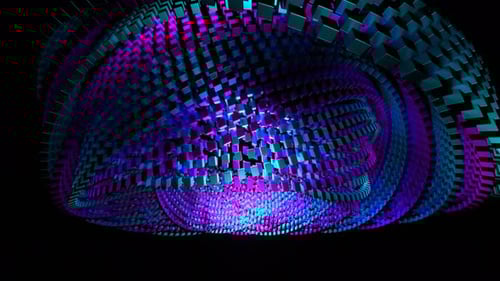 Pink And Cyan Abstract Rotation Of Cubic Rings Background Vj Loop In 4K