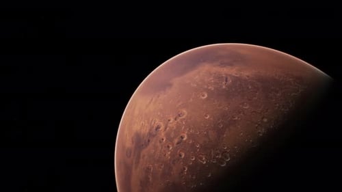 Planet Mars am Sternenhimmel des Sonnensystems im Weltraum