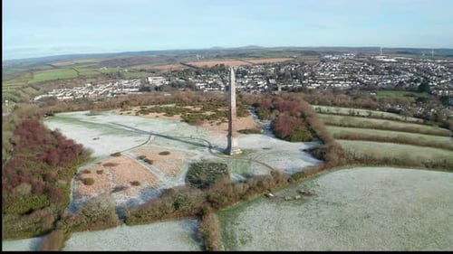 Aerial view of Bodmin Beacon park in Bodmin, United Kingdom.