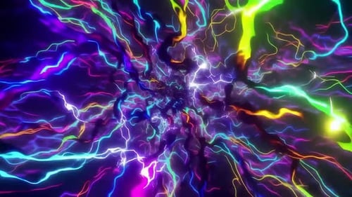 Abstrakter neonelektrischer Blitztunnel-Bewegungsgrafik-Hintergrund