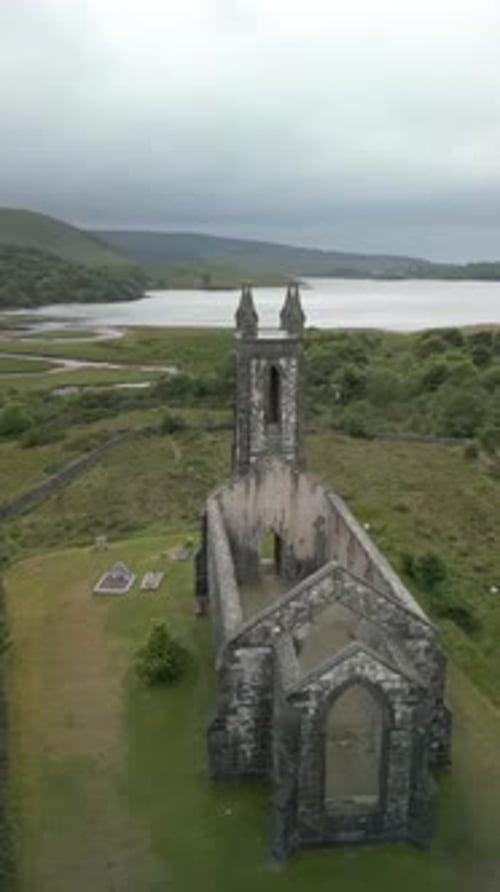 Ireland, county Donegal, Dun Luiche: ruins of the gothic church consecrated in 1853