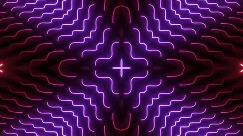 Dynamic abstract neon lights create modern kaleidoscope effect