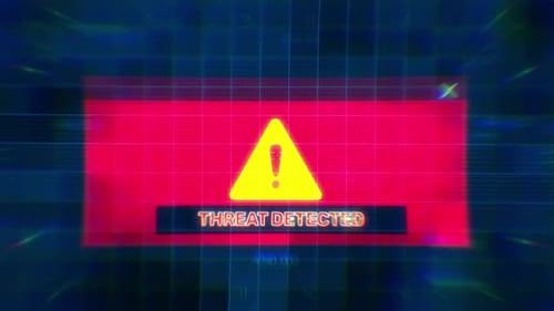 Glitch Threat Detected Digital Alert Message with Warning Icon