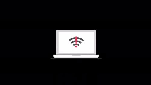 Laptop ohne Internetzeichen, Animationsvideo, transparent