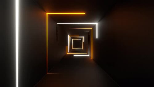 Orange And White Seamless Neon Squares Tunnel Background Vj Loop In 4K