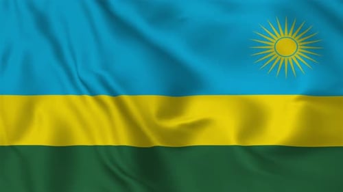 Animated Waving Flag of Rwanda Seamless Loop