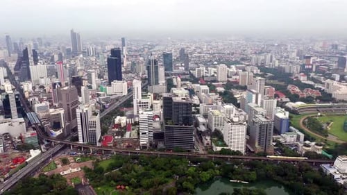 Aerial View of Bangkok City and Skycrapers