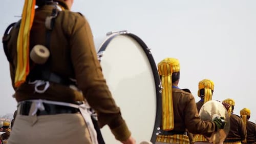 Female Indian Army Band Rehearsing for Republic Day Parade