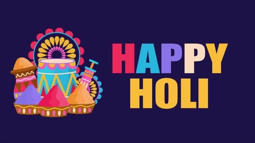 Colorful Happy Holi Festival Celebration Greeting Animation