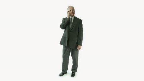 Man in Suit Thinking on White Background