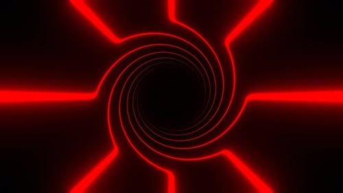 Red Rotating Spiral Neon Lines Background Vj Loop In 4K
