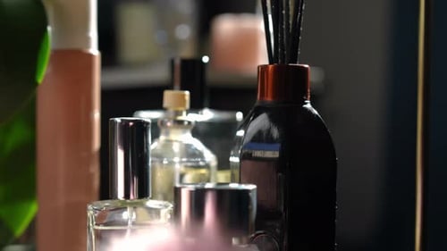 Perfume Bottles and Reed Diffuser on Display
