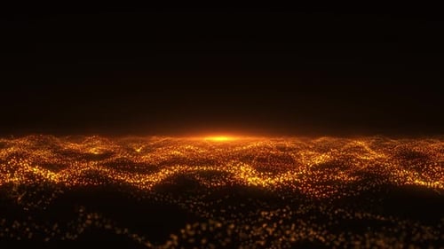 Abstract Golden Particle Waves Dynamic Digital Background