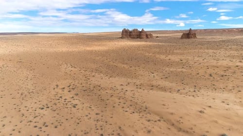 Beautiful aerial footage of canyons full of red rocks in utah