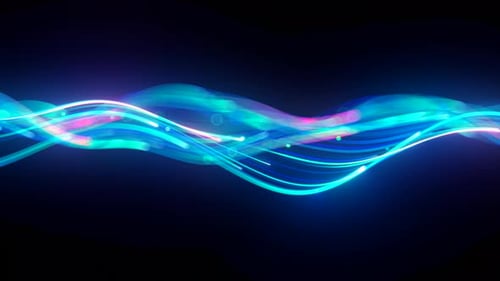 Futuristic Glowing Blue Energy Wave Lines Background