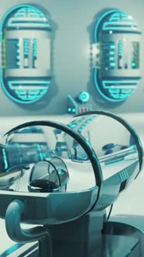 A Futuristic Laboratory with a Stunning Display of Round Mirrors