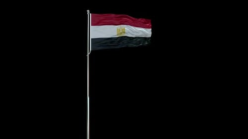 Realistic Waving Flag of Egypt on Pole Animation